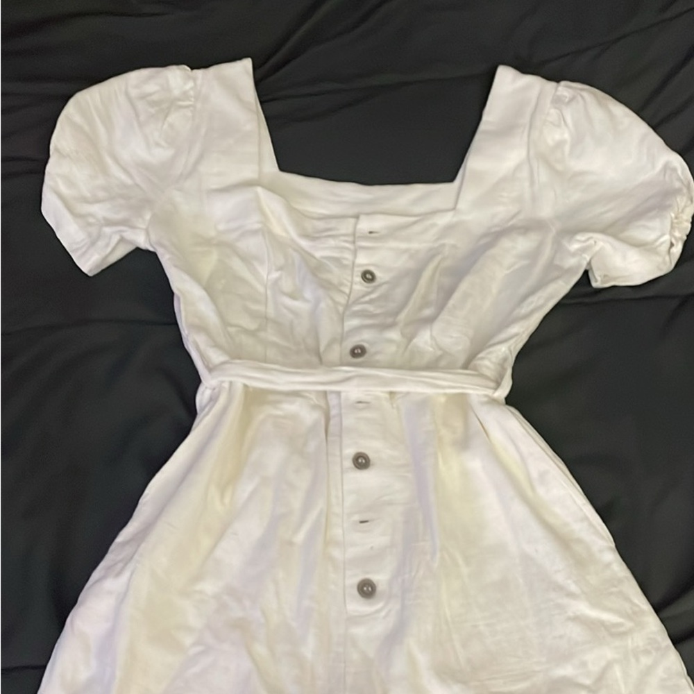 Le Lis White Puff Sleeve Mini Dress